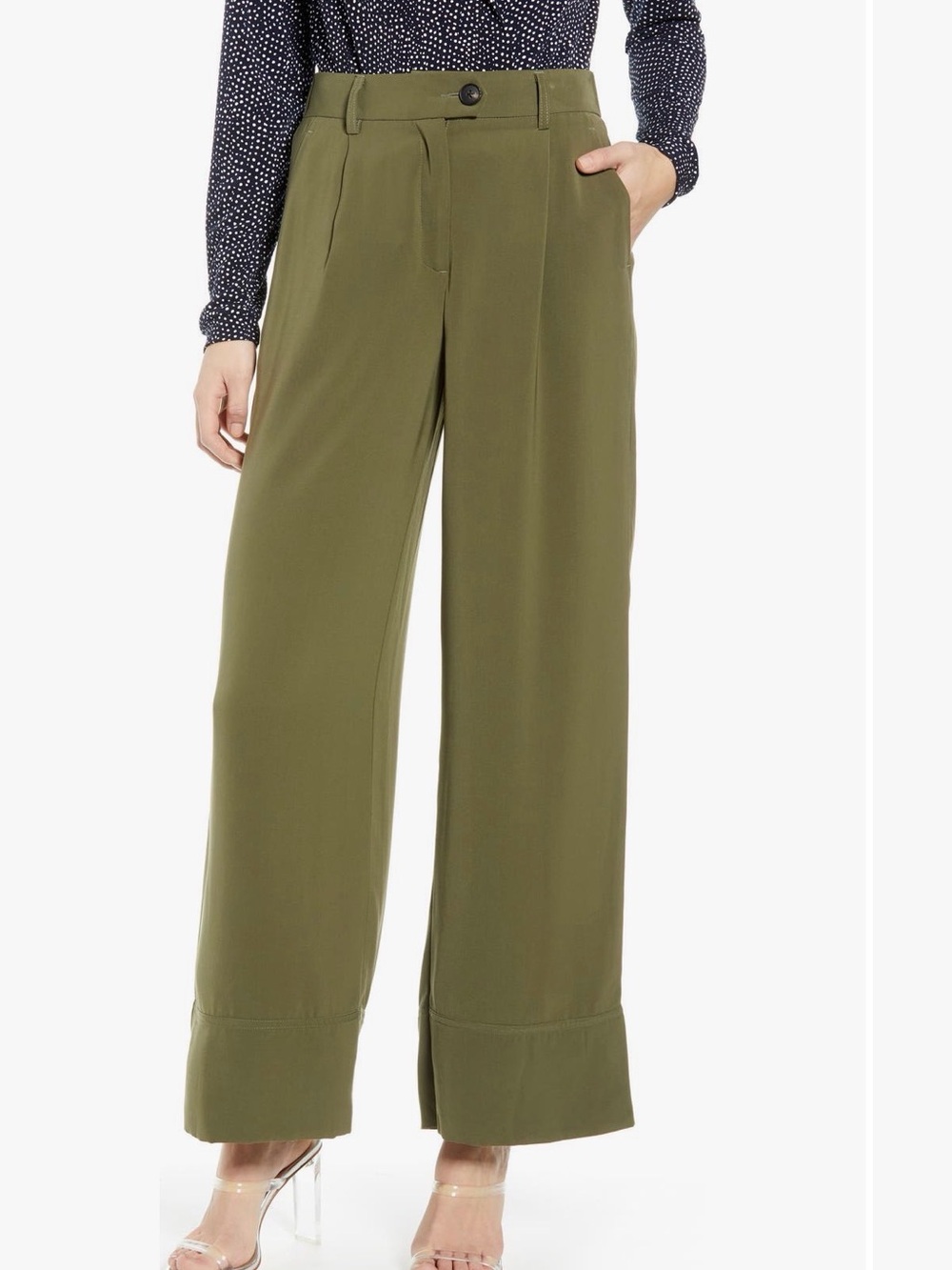 Vero Moda grace olive wide leg pants size small